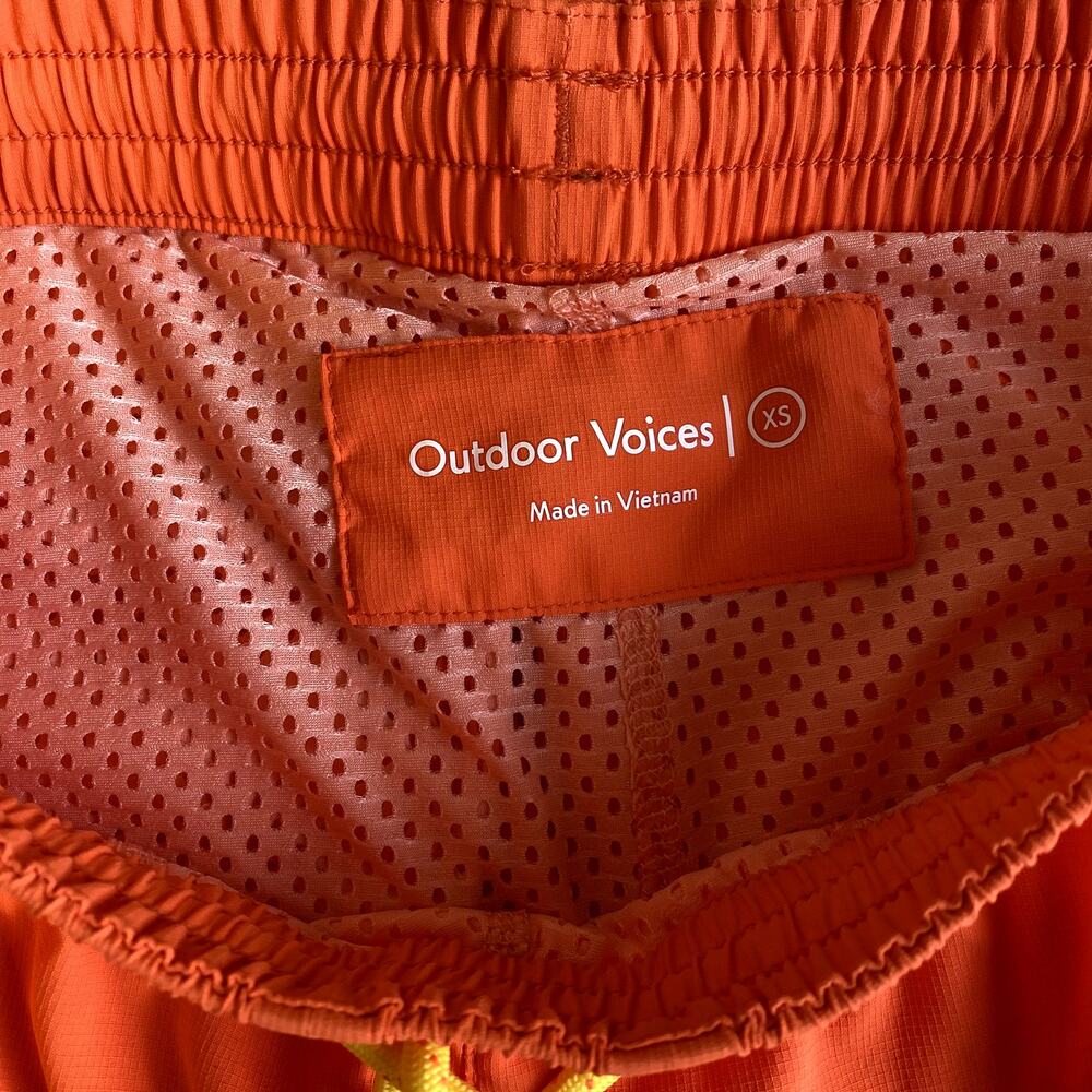 OUTDOOR VOICES Men's SolarCool 7" Beach Short XS Hibiscus Orange Mesh Liner NWT - Picture 8 of 9